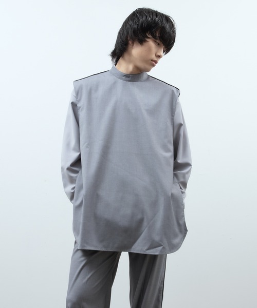 unlow（アンロー）の「パイピングスタンドカラーベスト（セットアップ対応）（ベスト・メンズ・ライトグレー/ブラック・M/L）」の19枚目の写真