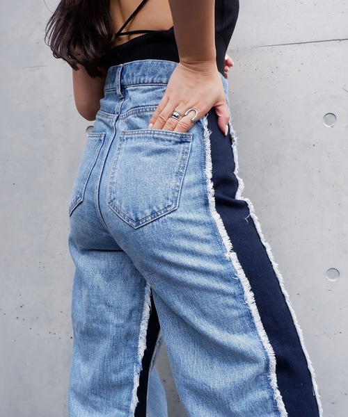SPIRALGIRL（スパイラルガール）の「リメイク風デニム（デニムパンツ・レディース・ライトブルー・SMALL/MEDIUM）」の7枚目の写真