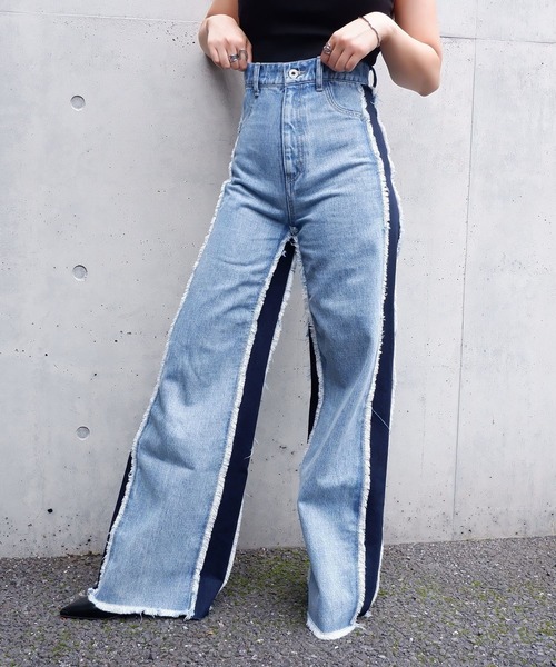 SPIRALGIRL（スパイラルガール）の「リメイク風デニム（デニムパンツ・レディース・ライトブルー・SMALL/MEDIUM）」の5枚目の写真
