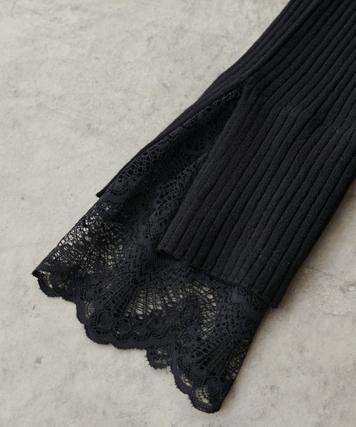 natural couture(ナチュラルクチュール)の「前後2WAY袖口レースリブニット(ニット/セーター・レディース・アイボリー/ブラック/モカ/ミント/ピンク・FREE)」の10枚目の写真