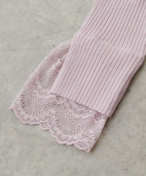 natural couture(ナチュラルクチュール)の「前後2WAY袖口レースリブニット(ニット/セーター・レディース・アイボリー/ブラック/モカ/ミント/ピンク・FREE)」の21枚目の写真