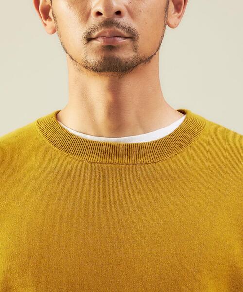 green label relaxing（グリーンレーベルリラクシング）の「＜green label relaxing＞スウェットライク クルーネック ニット（ニット/セーター・メンズ・マスタード/ケリー/ブラック/ライトグレー・M/L/XL/S）」の5枚目の写真