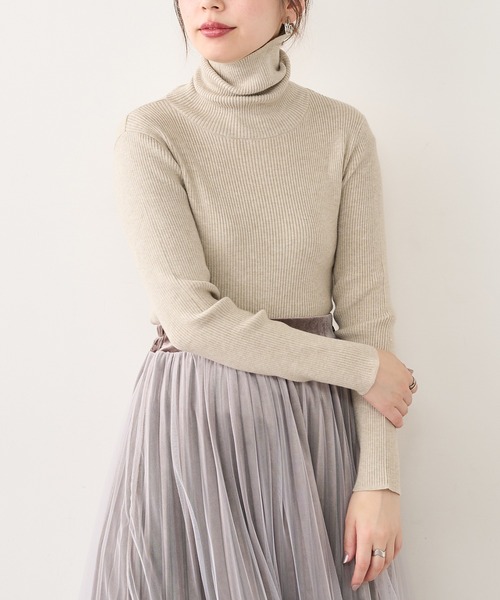 natural couture(ナチュラルクチュール)の「もちもちベーシックリブタートル(ニット/セーター・レディース・ブラック/ブラウン/カーキ/ピンク/アイボリー/ライトベージュ・FREE)」の4枚目の写真