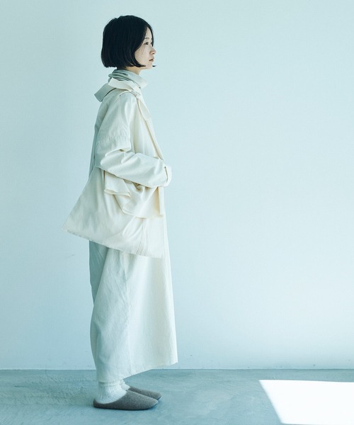 note et silence (ノートエシロンス)の「.et sort. FINX100/2ブロードリラックスウェア(シャツワンピース・レディース・ホワイト/アイボリー・FREE)」の3枚目の写真