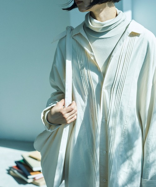 note et silence (ノートエシロンス)の「.et sort. FINX100/2ブロードリラックスウェア(シャツワンピース・レディース・ホワイト/アイボリー・FREE)」の5枚目の写真