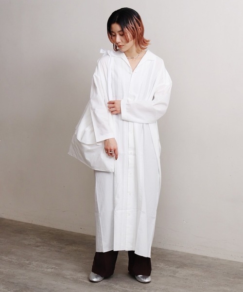 note et silence (ノートエシロンス)の「.et sort. FINX100/2ブロードリラックスウェア(シャツワンピース・レディース・ホワイト/アイボリー・FREE)」の20枚目の写真