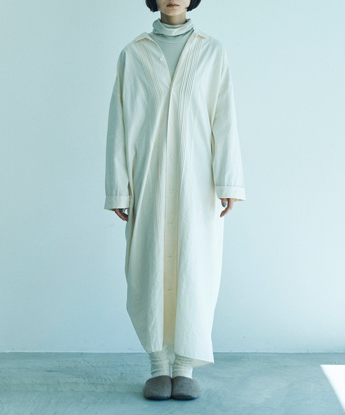 note et silence (ノートエシロンス)の「.et sort. FINX100/2ブロードリラックスウェア(シャツワンピース・レディース・ホワイト/アイボリー・FREE)」の9枚目の写真