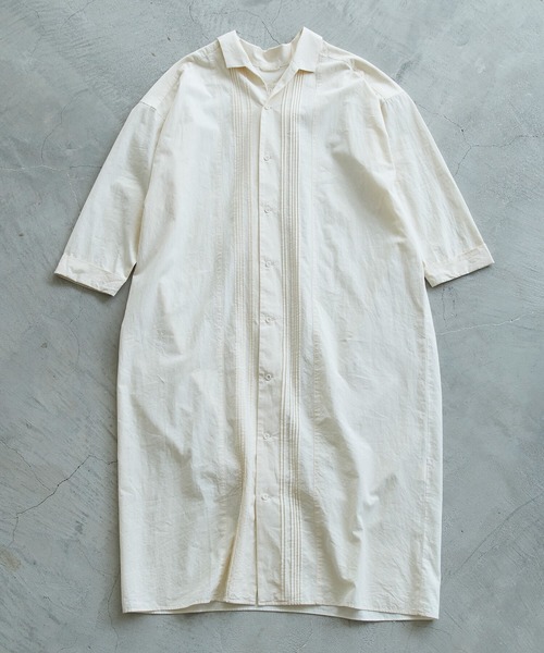 note et silence (ノートエシロンス)の「.et sort. FINX100/2ブロードリラックスウェア(シャツワンピース・レディース・ホワイト/アイボリー・FREE)」の12枚目の写真