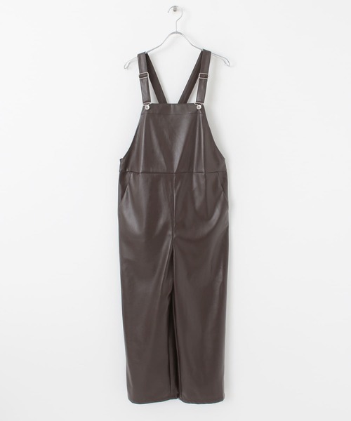 URBAN RESEARCH（アーバンリサーチ）の「フェイクレザーサロペット（サロペット/オーバーオール・レディース・ダークブラウン/カーキ・FREE）」の9枚目の写真