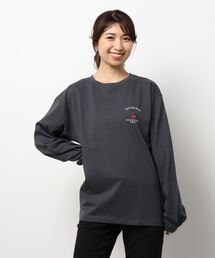 【POWER TO THE PEOPLE】刺繍デザインプリントロングスリーブTシャツ