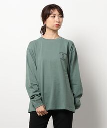 【POWER TO THE PEOPLE】刺繍デザインプリントロングスリーブTシャツ