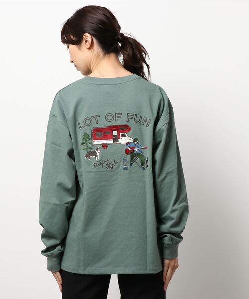 POWER TO THE PEOPLE(パワートゥーザピープル)の「【POWER TO THE PEOPLE】刺繍デザインプリントロングスリーブTシャツ(Tシャツ/カットソー・レディース・パープル/グリーン/ホワイト系/ホワイト系1/ブラック系/ブラック系1・MEDIUM/LARGE/X-LARGE)」の9枚目の写真
