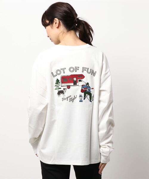 POWER TO THE PEOPLE(パワートゥーザピープル)の「【POWER TO THE PEOPLE】刺繍デザインプリントロングスリーブTシャツ(Tシャツ/カットソー・レディース・パープル/グリーン/ホワイト系/ホワイト系1/ブラック系/ブラック系1・MEDIUM/LARGE/X-LARGE)」の8枚目の写真