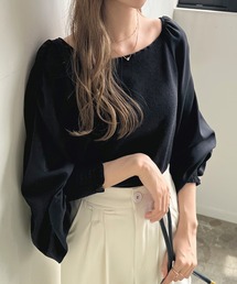 バルーン袖ドッキングブラウス