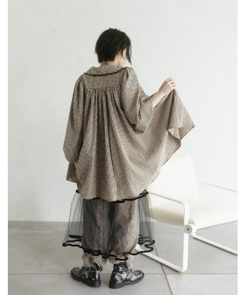 Little sunny bite（リトルサニーバイト）の「LittleSunnyBite/リトルサニーバイト/CHECK PUFF SLE MINI DRESS（ワンピース・レディース・ブラック/イエロー/オレンジ・SMALL/MEDIUM）」の13枚目の写真
