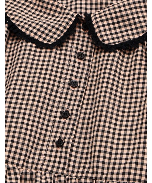 Little sunny bite（リトルサニーバイト）の「LittleSunnyBite/リトルサニーバイト/CHECK PUFF SLE MINI DRESS（ワンピース・レディース・ブラック/イエロー/オレンジ・SMALL/MEDIUM）」の8枚目の写真