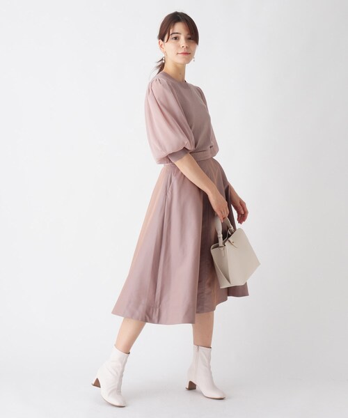 index（インデックス）の「◆シャンブレーサーキュラースカート【WEB限定サイズ】（スカート・レディース・チャコール/ベージュ系その他2/パープル系1・40/38/36/42）」の4枚目の写真