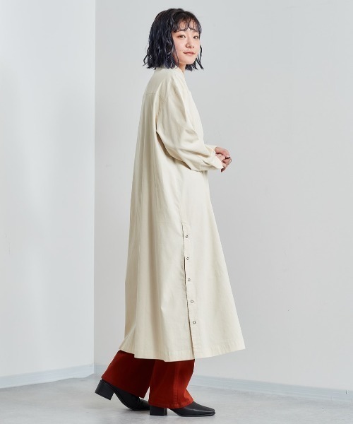 cepo(セポ)の「コーデュロイ バンドカラーシャツワンピース(シャツワンピース・レディース・オリーブ/パープル/チャコールグレー/オフホワイト・M)」の18枚目の写真