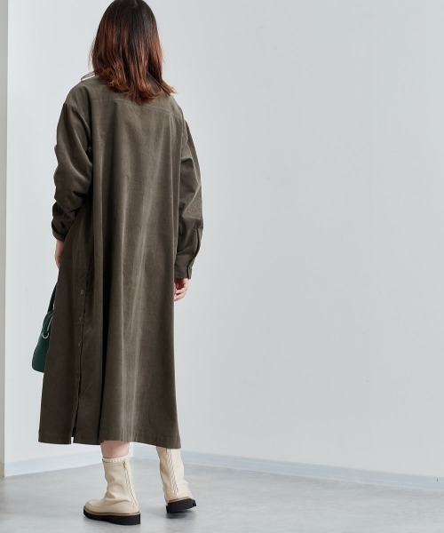 cepo(セポ)の「コーデュロイ バンドカラーシャツワンピース(シャツワンピース・レディース・オリーブ/パープル/チャコールグレー/オフホワイト・M)」の15枚目の写真