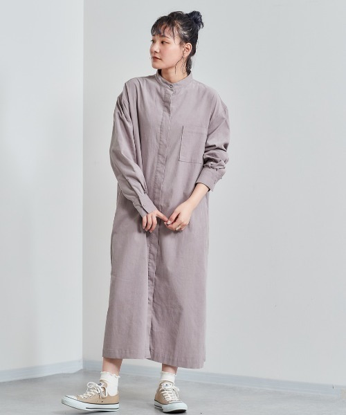 cepo(セポ)の「コーデュロイ バンドカラーシャツワンピース(シャツワンピース・レディース・オリーブ/パープル/チャコールグレー/オフホワイト・M)」の22枚目の写真