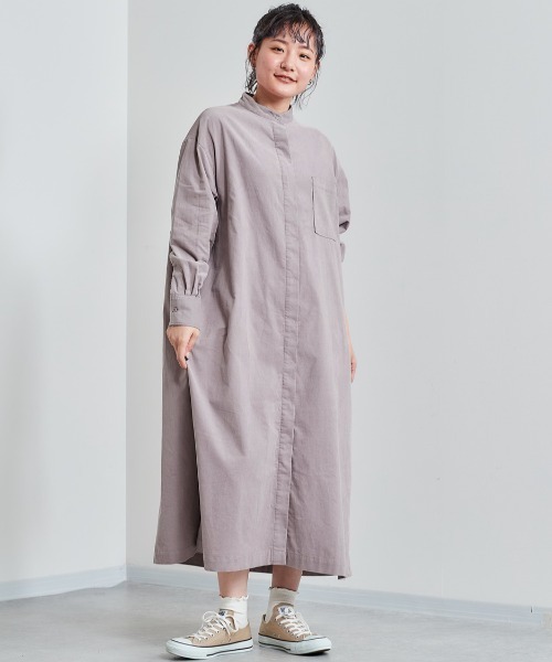 cepo(セポ)の「コーデュロイ バンドカラーシャツワンピース(シャツワンピース・レディース・オリーブ/パープル/チャコールグレー/オフホワイト・M)」の5枚目の写真