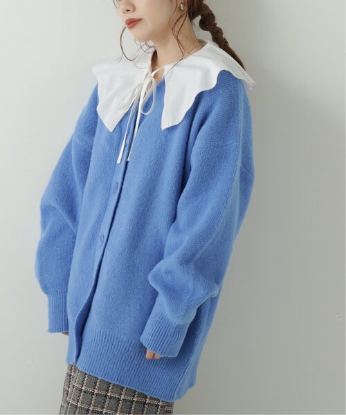 RAY CASSIN(レイカズン)の「シャギービッグVカーディガン(ニット/セーター・レディース・ベージュ/ブルー/モスグリーン/ライトピンク・FREE)」の1枚目の写真