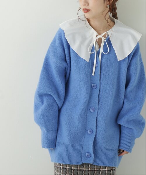 RAY CASSIN(レイカズン)の「シャギービッグVカーディガン(ニット/セーター・レディース・ベージュ/ブルー/モスグリーン/ライトピンク・FREE)」の5枚目の写真