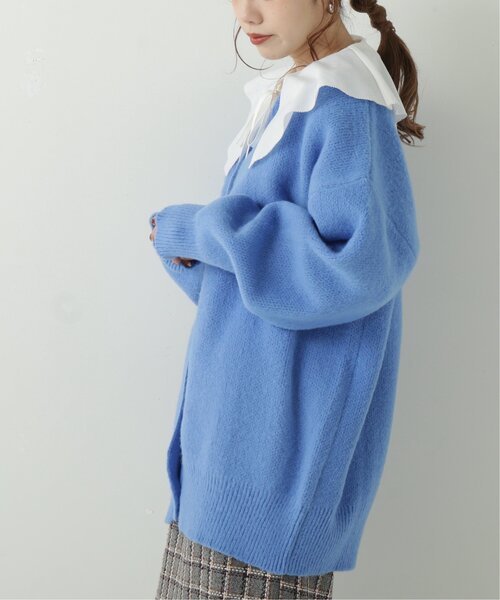 RAY CASSIN(レイカズン)の「シャギービッグVカーディガン(ニット/セーター・レディース・ベージュ/ブルー/モスグリーン/ライトピンク・FREE)」の6枚目の写真