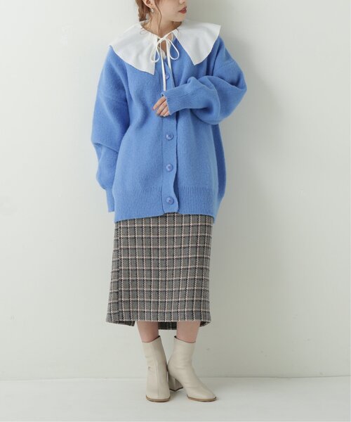 RAY CASSIN(レイカズン)の「シャギービッグVカーディガン(ニット/セーター・レディース・ベージュ/ブルー/モスグリーン/ライトピンク・FREE)」の7枚目の写真