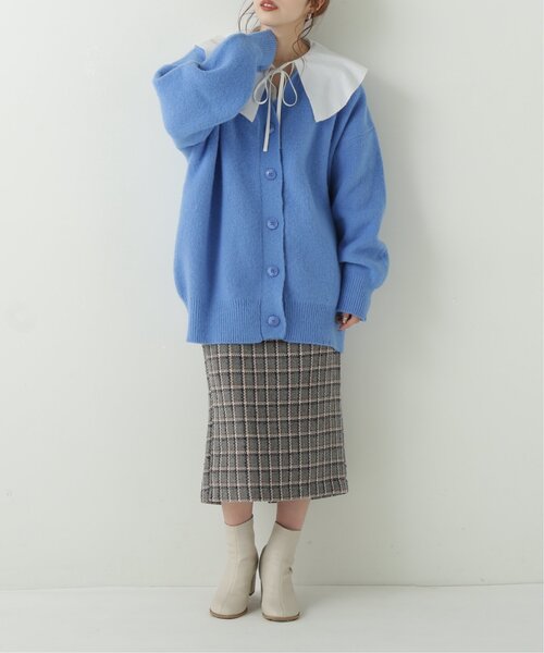 RAY CASSIN(レイカズン)の「シャギービッグVカーディガン(ニット/セーター・レディース・ベージュ/ブルー/モスグリーン/ライトピンク・FREE)」の8枚目の写真