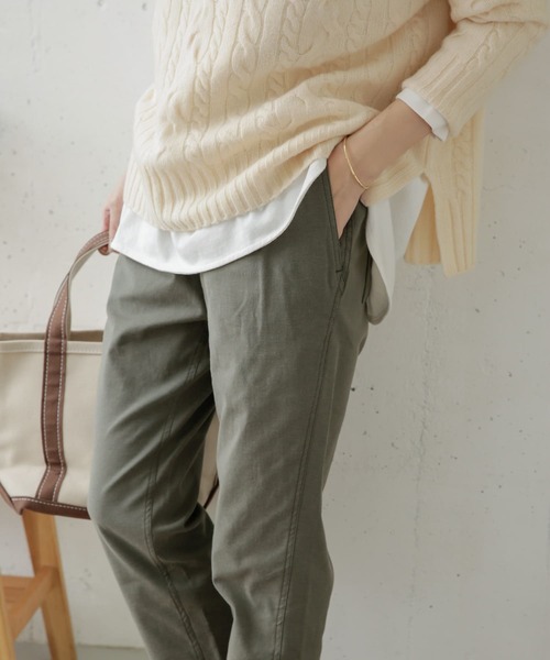 URBAN RESEARCH DOORS（アーバンリサーチドアーズ）の「バックツイルストレッチイージーパンツ（その他パンツ・レディース・オリーブ/ブラック/ライトベージュ・36/38）」の4枚目の写真