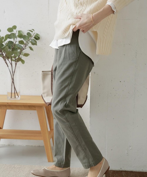 URBAN RESEARCH DOORS（アーバンリサーチドアーズ）の「バックツイルストレッチイージーパンツ（その他パンツ・レディース・オリーブ/ブラック/ライトベージュ・36/38）」の9枚目の写真
