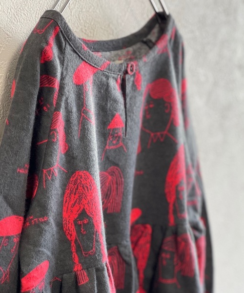 HOGAN RANCH WEAR(ホーガンランチウエア)の「ソウガラコットンネル切替ワンピース(90~130cm)(ワンピース・キッズ・オフホワイト/チャコール・90/100/110/120/130)」の4枚目の写真
