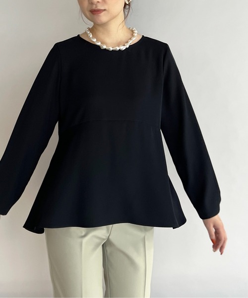 PICCIN(ピッチン)の「裾フレアブラウス(シャツ/ブラウス・レディース・ネイビー/グレイッシュベージュ・M)」の3枚目の写真