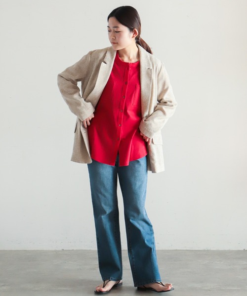 NOMBRE IMPAIR（ノンブルアンペール）の「サマーツィード　ダブルブレストジャケット（テーラードジャケット・レディース・ベージュ/ネイビー・FREE）」の21枚目の写真