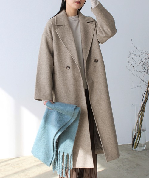 GeeRA（ジーラ）の「ニットモッササイドスリットロングコート（その他アウター・レディース・ブラック/ブラウン/ブルー/アイボリー・MEDIUM）」の4枚目の写真