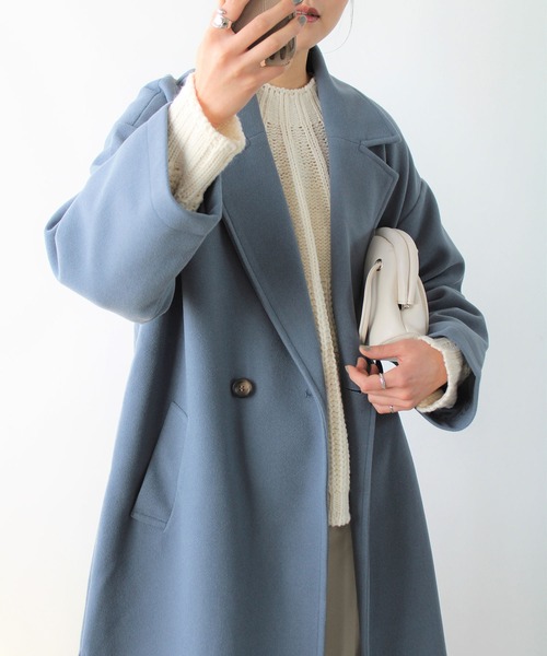 GeeRA（ジーラ）の「ニットモッササイドスリットロングコート（その他アウター・レディース・ブラック/ブラウン/ブルー/アイボリー・MEDIUM）」の15枚目の写真