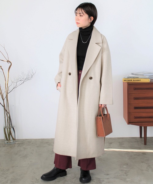 GeeRA（ジーラ）の「ニットモッササイドスリットロングコート（その他アウター・レディース・ブラック/ブラウン/ブルー/アイボリー・MEDIUM）」の14枚目の写真