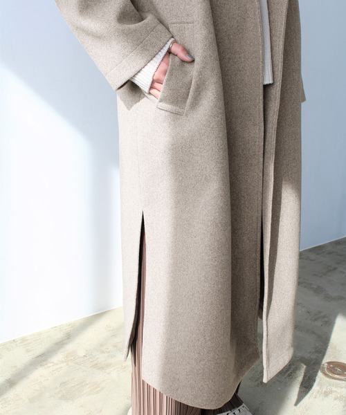 GeeRA（ジーラ）の「ニットモッササイドスリットロングコート（その他アウター・レディース・ブラック/ブラウン/ブルー/アイボリー・MEDIUM）」の7枚目の写真