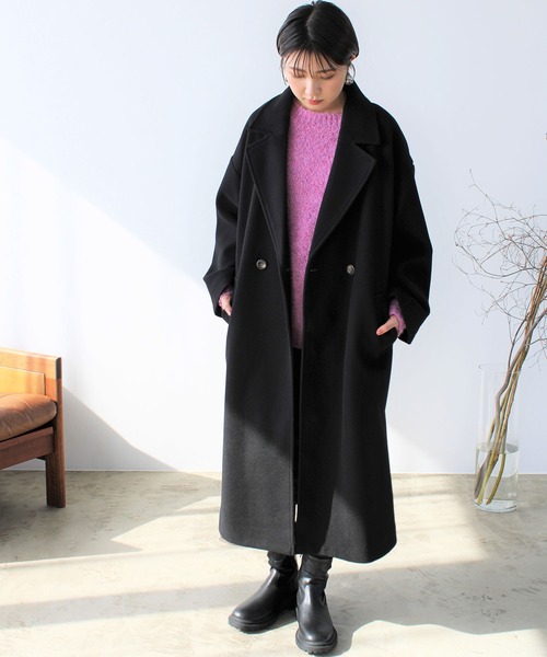 GeeRA（ジーラ）の「ニットモッササイドスリットロングコート（その他アウター・レディース・ブラック/ブラウン/ブルー/アイボリー・MEDIUM）」の9枚目の写真