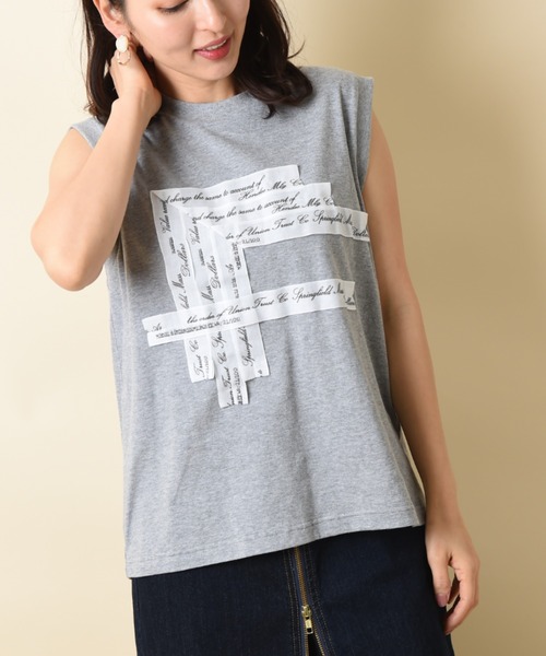 blanc basque（ブランバスク）の「【BLANC basque】ガーゼＴＡＰＥタンクＴシャツ（Tシャツ/カットソー・レディース・ブラック/ベージュ/グレー・FREE）」の3枚目の写真