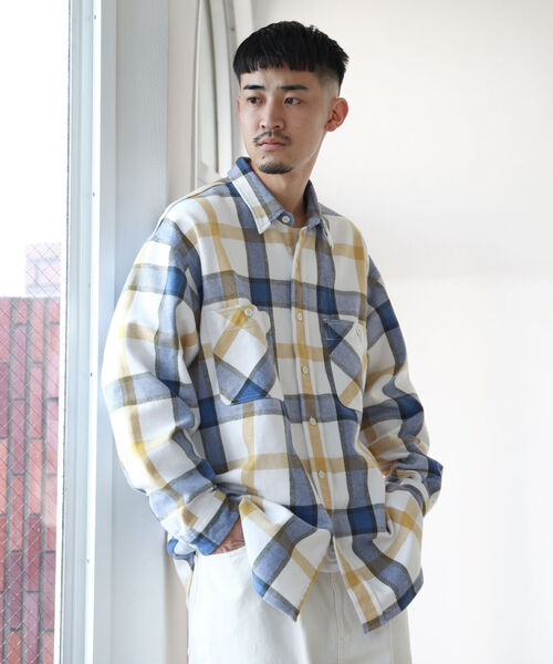 BEAMS（ビームス）の「BEAMS / ネルチェック イージー シャツ（シャツ/ブラウス・メンズ・オフホワイト/グリーン・SMALL/MEDIUM/LARGE/X-LARGE）」の5枚目の写真