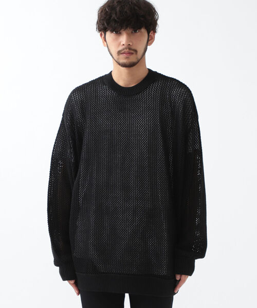 ビームス黒ニット BEAMS（ビームス）の「BEAMS / 5ゲージ メッシュ クルーネック