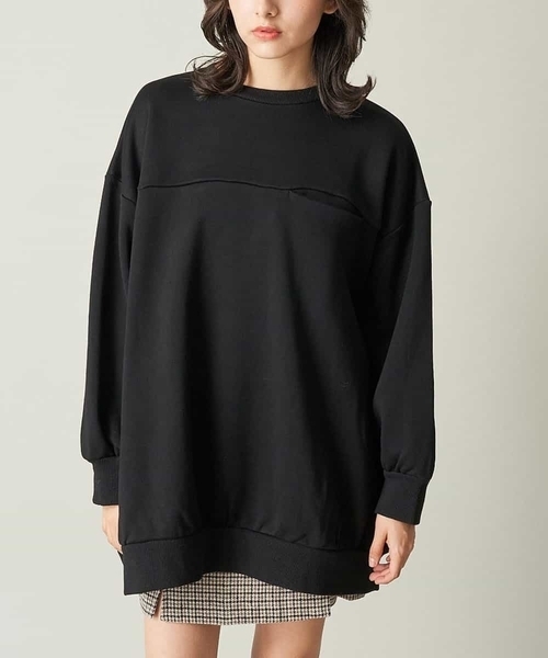 A de a.v.v（アードアー・ヴェ・ヴェ）の「胸ポケット付きオーバーサイズスウェット（スウェット・レディース・ブラック/ピンク/モカ・38/36）」の2枚目の写真