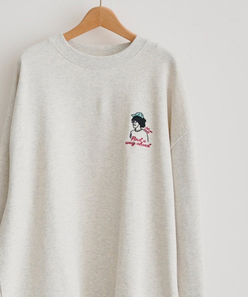 CPCM（シーピーシーエム）の「WEB限定/アフロ刺繍裏毛クルーネックスウェット（スウェット・メンズ・オフホワイト/チャコールグレー/グリーン・MEDIUM/LARGE/X-LARGE）」の2枚目の写真
