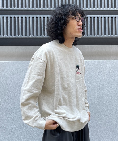 CPCM（シーピーシーエム）の「WEB限定/アフロ刺繍裏毛クルーネックスウェット（スウェット・メンズ・オフホワイト/チャコールグレー/グリーン・MEDIUM/LARGE/X-LARGE）」の7枚目の写真