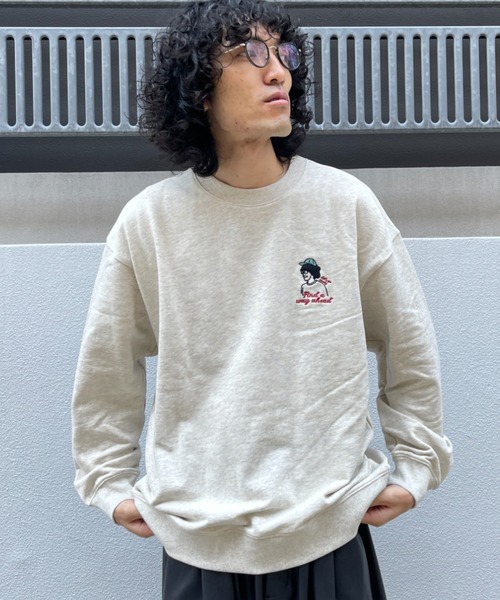 CPCM（シーピーシーエム）の「WEB限定/アフロ刺繍裏毛クルーネックスウェット（スウェット・メンズ・オフホワイト/チャコールグレー/グリーン・MEDIUM/LARGE/X-LARGE）」の4枚目の写真