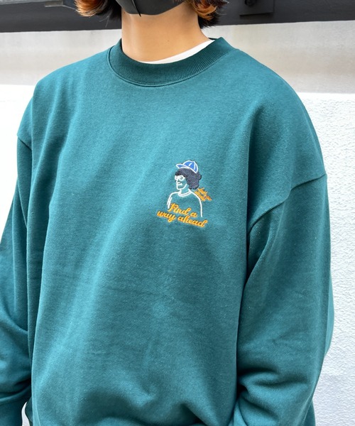 CPCM（シーピーシーエム）の「WEB限定/アフロ刺繍裏毛クルーネックスウェット（スウェット・メンズ・オフホワイト/チャコールグレー/グリーン・MEDIUM/LARGE/X-LARGE）」の16枚目の写真