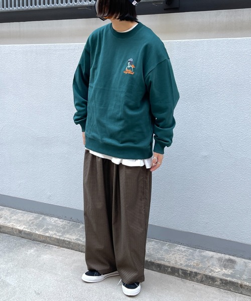 CPCM（シーピーシーエム）の「WEB限定/アフロ刺繍裏毛クルーネックスウェット（スウェット・メンズ・オフホワイト/チャコールグレー/グリーン・MEDIUM/LARGE/X-LARGE）」の11枚目の写真