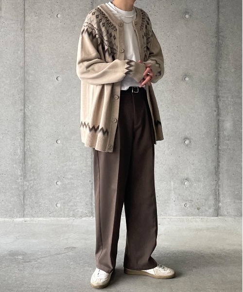 y/m by れぽすけ(イムバイレポスケ)の「ノルディック柄クルーネックオーバーニットカーデ(カーディガン/ボレロ・メンズ・ベージュ/ブルー・MEDIUM/LARGE)」の15枚目の写真